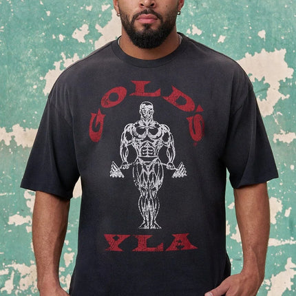2026 Golds Gym New Age Tees Mens Large-sized Printed T-shirt - Suitable for Daily Workouts Can Be Worn for Casual Wear