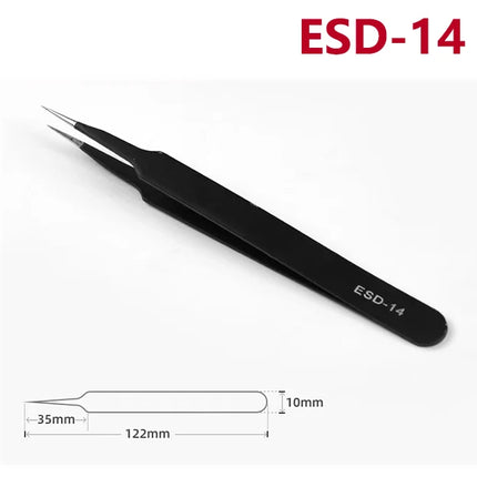 ESD Anti-Static Stainless Steel Tweezers  Precision Maintenance Industrial Repair  Curved Tool  Home Working