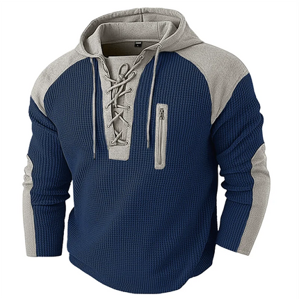 Spring Autumn Men's Casual Hooded Sweatshirt Vintage Patchwork Casual Sports Sweatshirts Mlae Fashion Drawstring Pullover Hoodie