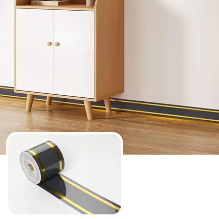 1Roll 10cmx5m Rolled Self-Stick Baseboard Trim-Anti-Collision Wall Waistband Sticker for Living Room Bedroom Home Decor ﻿
