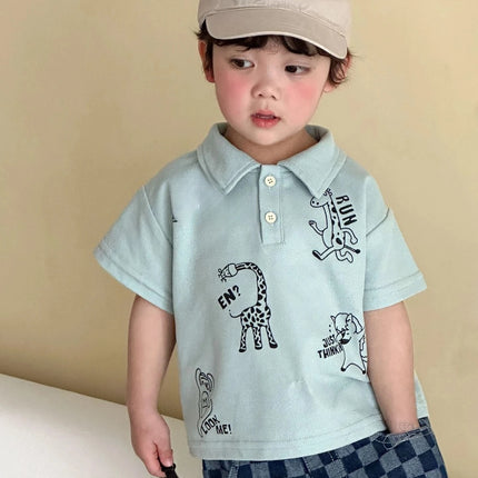 Kids Shirts 2026 Summer Spring Shirt for 1-10 Years New Girls Boys Short-sleeved Blouses Cartoon Baby Fashion Tops