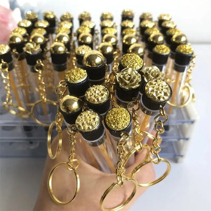 Gold Eyelash Brushes Spoolies Reusable Lash Mascara Wands In Tubes Eyebrow Comb Container Applicators Tools With Keychain