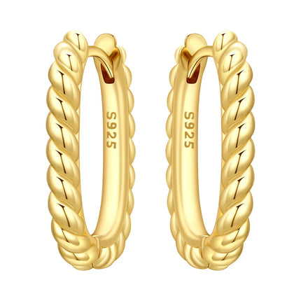 Original 2026 S925 Sterling Silver Zircon 18K Gold Lining Vintage Hoop Earrings for Women Birthday Party Wedding Gift Jewellery