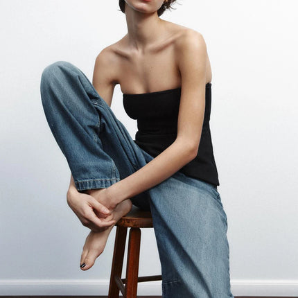 Spring New Women's Design Slim Fit Double Cloth Wrap Chest Sleeveless Top Simple Sleeveless Commute Regular Length Pure Color