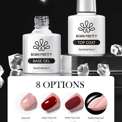 BORN PRETTY Super Top Coat and Base Gel Nail Polish for Gel Polish Semi-permanent Varnish Rubber Top Coat 10ml Nail Supplies