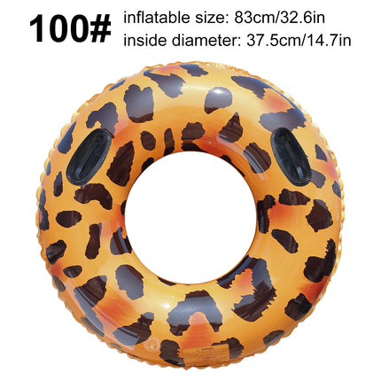 1PC Leopard Print Inflatable Swim Ring, Adult Pool Float, Animal Pattern Swimming Summer Beach Water Toy Pool Party Ring
