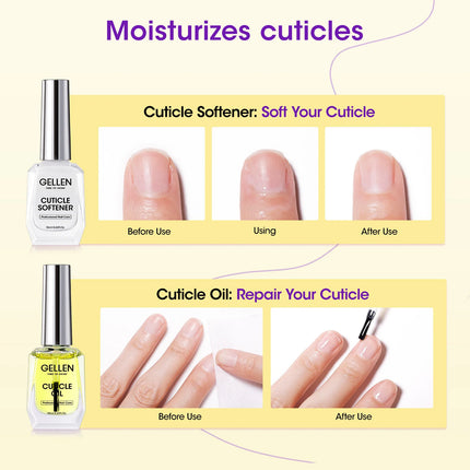 GELLEN Nail Polish Set 18ml 4PCS Kit Base Coat Top Gel Cuticle Softener Oil Salon Quality Manicure Pedicure Valentines Gift