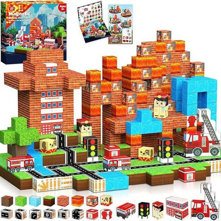 Magnetic Building Blocks Mine World Magnet Cube Set STEM Montessori Sensory Toy for Kids Boys Girls Ages 3+ DIY Model Children