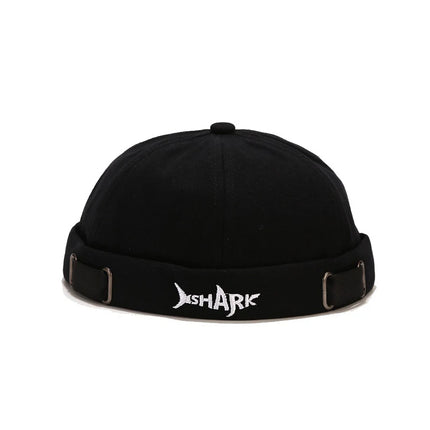 Bocca Embroidery Docker Cap Without Visor Shark Letter Brimless Caps Beanies Dome Adjustable Skullcap Solid Color Fashion Hat