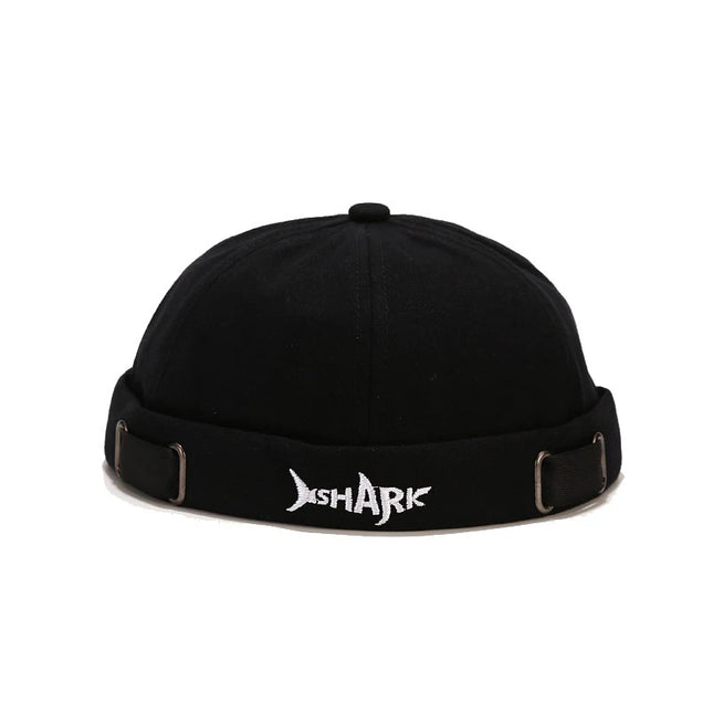 Bocca Embroidery Docker Cap Without Visor Shark Letter Brimless Caps Beanies Dome Adjustable Skullcap Solid Color Fashion Hat