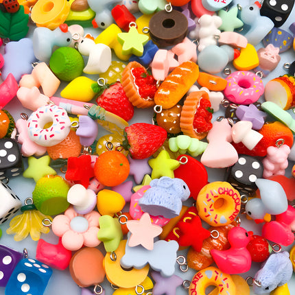 Random Assortment of Cartoon Charms: 10/20/30pcs Resin Pendants (Approx. 20mm), Resin Accessories for Kids' Handmade Jewelry.