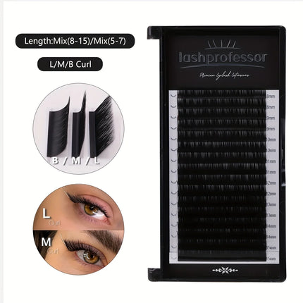 Lashprofessor Soft Natural Volume Cashmere Matte Black Lashes Trays B/L/M Curl 5-15mm Korean PBT Individual Eyelashes Extension