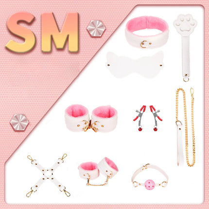 Sex Toys BDSM Bondage Kits Genuine Leather Restraint Set Handcuffs Collar Gag Vibrators Sex Toys For Women Couples Adult Games