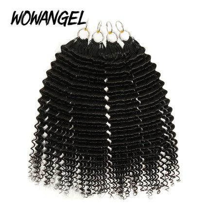Deep Wave Crochet Human Hair For Braiding Curly Invisible Knot Pre Separated Knotless Crochet Human Hair Extensions With String