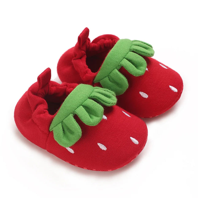 Spring and Autumn Baby Girl Baby Shoes Cute Strawberry Casual Sports Shoes Elastic Mouth Comfortable Baby Walking Shoes
