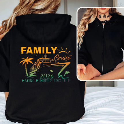Women Zipper Hoodie Tops Bestie Vacation Clothes Personalized Family Cruise 2026 Matching Sweatshirt Women Zip Up Jacket Coats