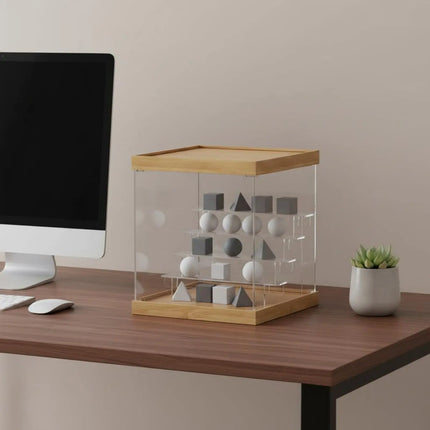 Blind Box Display Stand Dustproof Wood Acrylic Shelf for Collector Room