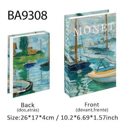 Van Gogh Monet Fake Book Painting Decorative Books Storage Box Sunflower Water Lily Coffee Table Books Home Decor Shooting Props