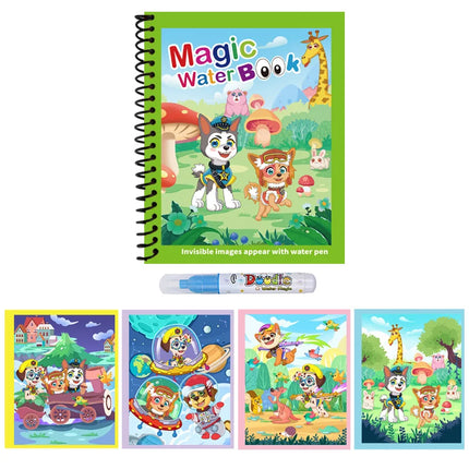 1pc Water Drawing Magical Book Reusable Kids Montessori Toy Coloring Book with Refillable Water Pen for Children's Education Toy