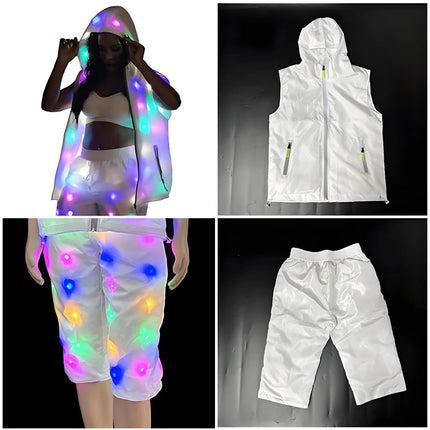 Cool led lights clothes lumnious man jacket with led lights Rave performance Dress for dancing man night running led costume