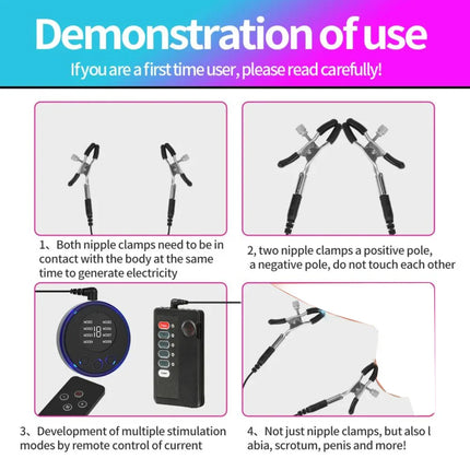 Electric Shock Nipple Clamps Labia Clip Nipple Toy for Women Men Couple Electric Shock Foreplay Flirting Sex Toys for Pleasure