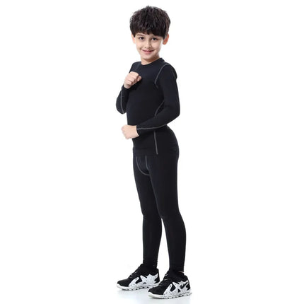Children Kids Thermal Sport Sweatshirt Compression Base Layer Pants Tight Leggings Teens Boys Soccer Exercise Training Trousers