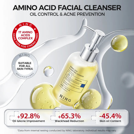 Amino Acid Korean Facial Cleanser with Salicylic Acid – Deep Cleansing, Oil Balance, Help with Pore Tighten, Acne & Blackheads