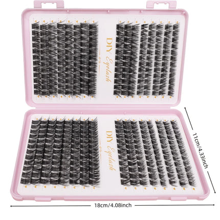 DIY Eyelash Extension Kit Eyelash Book, 384 Clusters of D-Curl Personal Eyelash Clusters - Suitable for At-Home Eyelash DIY, Cat