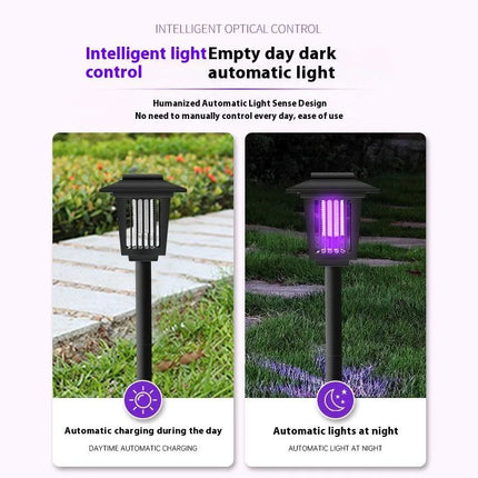 Solar and Electric Shock Mosquito Repellent Lamp Waterproof Bug Zapper 2Mode LED Light for Outdoor Garden Lawn Camping Villa Use