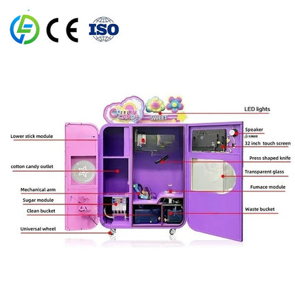 Customize High Profit Make Money Vending Automatic Commercial Cotton Candy Machine Maker for Bakery Restaurant Retail Industries