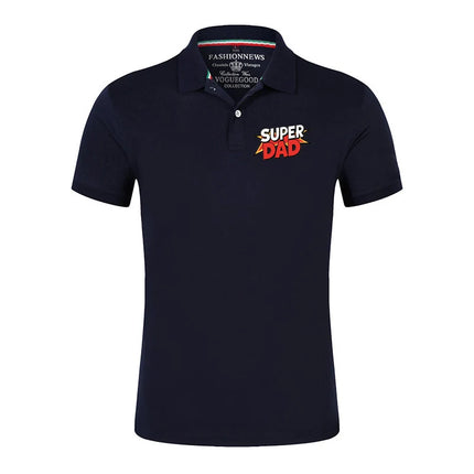 2025 Summer Men's super dad Logo Print 100% Cotton Men's Short Sleeved Polo Shirt Solid Color Fashion Daily Wear Top