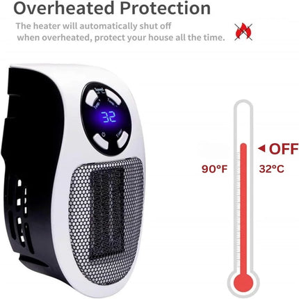 Eco Plug in Electric Heater Wall Outlet Space Heater with Energy Efficient Low Noise Room Heater Portable Heaters for Indoor Use