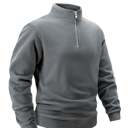 2025 Men Casual Fleece Sweatshirts Tops Men Sport Classic Stand Collar Sweatshirts Men’s Quarter Zip Hoodie Basic Pullover 3XL