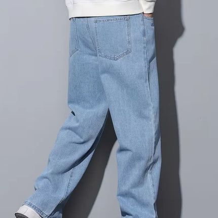Men's Straight Leg Jeans, Loose Casual Trousers, Soft Cotton Casual Pants