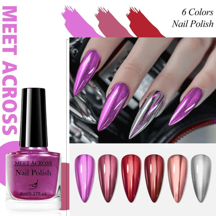 6pcs 8ml Water-Based Nail Polish Long Lasting Quick Drying No Need of Lamp to Cure Nail Supplies Vernis for Nail Art Decorations