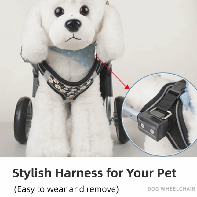 Lightweight Aluminum Pet Mobility Cart Adjustable Detachable Dog Wheelchair Rehabilitation Training Four-Wheel Mobility