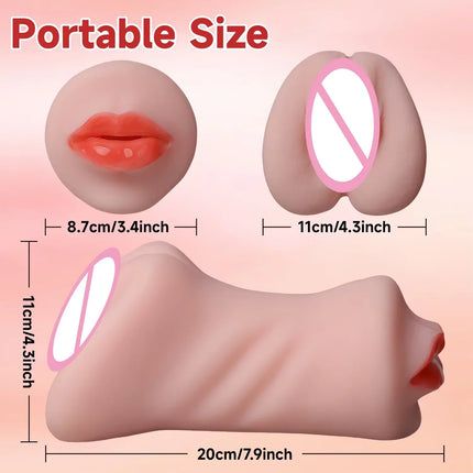 Realistic Dildo Soft Penis and Vagina 2-in-1 Masturbator Cup Vagina Masturbation Blowjob Adults Sex Toys for Male Masturbator 18