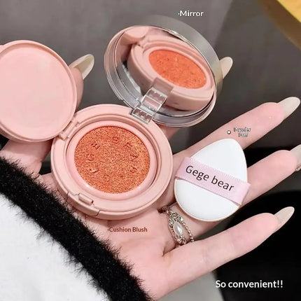 Gege Bear 3.5g Matte Cream Textured Cushion Blush - Powder-Free Smooth Application Puff Included for Flawless Daily Makeup
