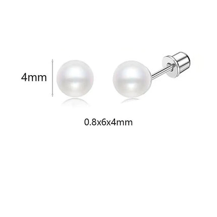 Hypoallergenic Spiral Earrings for Ladies Surgery Steel Cute Heart CZ Flowers Pearl Ball Small Stud Earrings for Girls