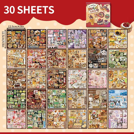 Cartoon Mini Sticker Book Tiny Pet Food Stickers Book Children Girls Nail Sticker Decor DIY Notebook Scrapbook Planner Decals