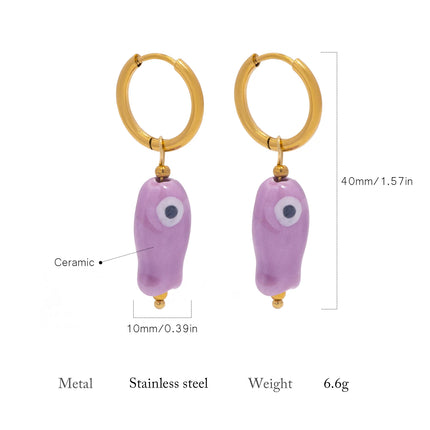 Stainless Steel Ceramic Fish Earrings for Women, Summer Dopamine Jewelry with Vibrant Colorful Pendant Hypoallergenic Gift