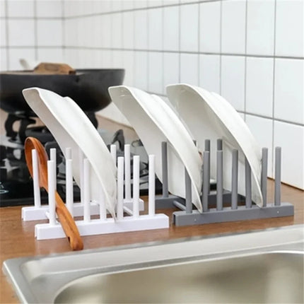 Plastic Dish Rack Kitchen Supplies Storage Draining Racks Removable Shelf Plate Pot Lid Rack Household Storage Organizer Gadgets