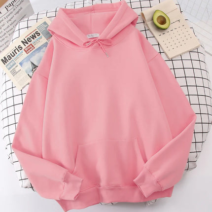 Autumn Casual Women's Solid Hoodie Comfortable Strecth Sweatshirts Loose Pocket Warm Clothes Fashion Street Female Pullovers