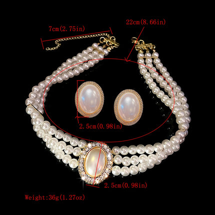 AINAMEISI 3pcs Fashion Bridal White Multi-Layer Imitation Pearl Necklace Set Dress Wedding Accessories