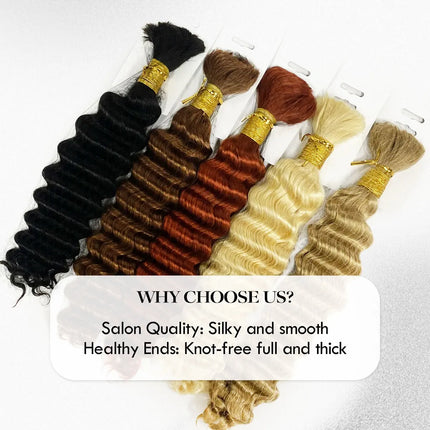 Pre-Colored Deep Wave Bulk Braiding Human Hair No Weft Remy Bulk Human Hair 14-28" Boho Curly Bulk Hair Extension Crochet Braids
