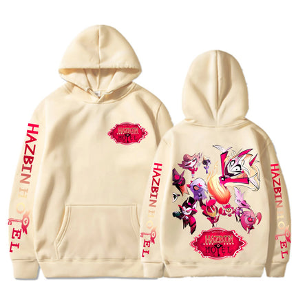 Anime Hazbin Hotel Peripherals Vox Angel Dust Graphic Print Hoodie Harajuku Pullover Man Woman Loose Casual Oversized Sweatshirt