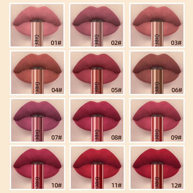 QIBEST Matte Liquid Lipstick Waterproof Long Lasting Lip Gloss Velvet Mate Nude Red Tint Tube Lipsticks Lipgloss Makeup Cosmetic