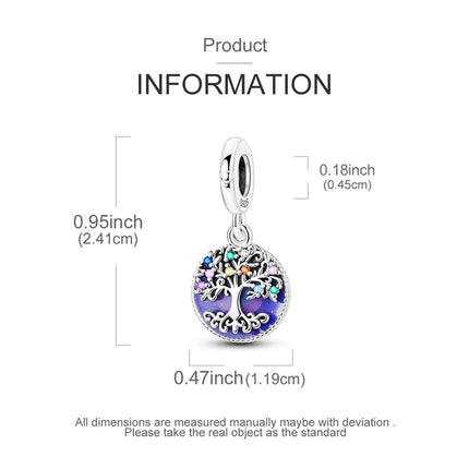 100% 925 Sterling Silver Blue Crystal Life Tree Angel Star Moon Pendants Charms Fit Qikaola 925 Original Bracelets DIY Jewelry