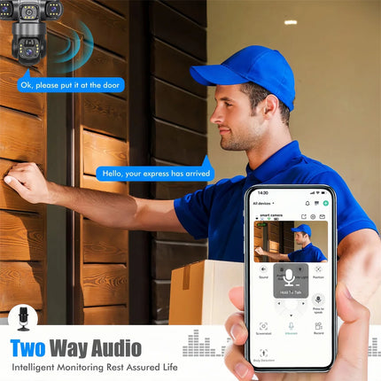 15MP IP Wifi Camera Wireless Solar Camera PTZ 3 Lens Outdoor Waterproof 10X Zoom Night Vision PIR Human Detect Security Camera