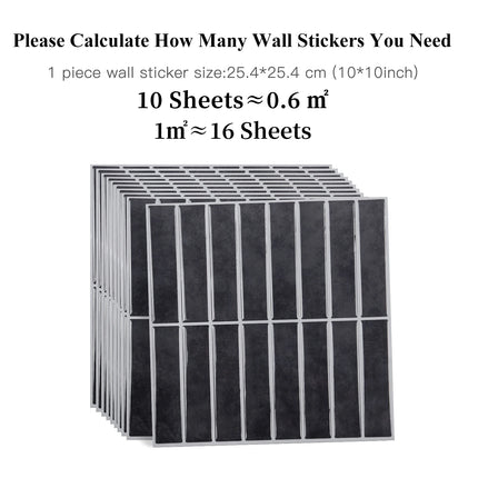 10 PCS Waterproof and Anti-oil Stick-On Tiles,Trendy Peel-and-Stick Wall Tiles for kitchen backsplash/children's room/home decor